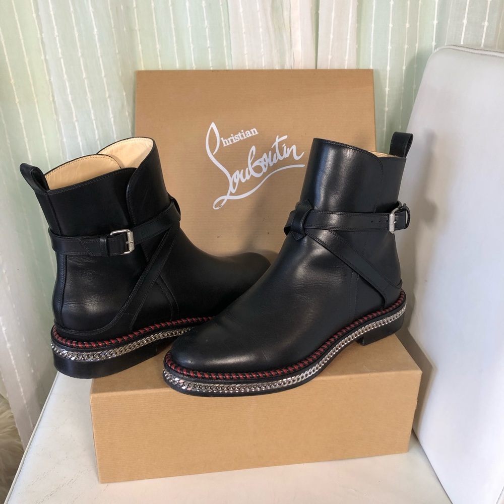 Authentic Louboutin black leather Chelsea boot size